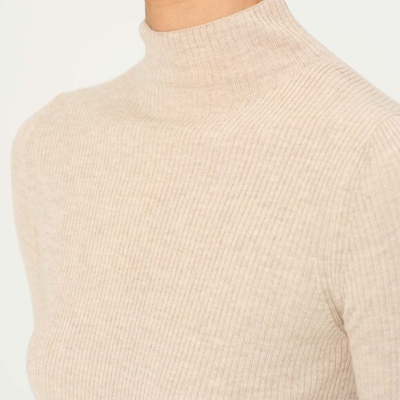 DL1961 Long Sleeve Natural Biscuit Turtleneck Sweater Tee NWT M Sustainable - Picture 2 of 4